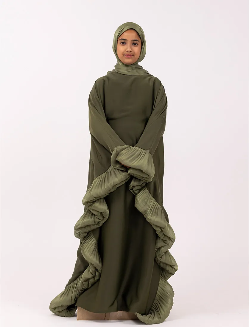 Olive Girls Organza Trim Kaftan
